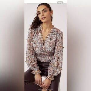 NWT Anthropologie size S ruffle sleeve blouse